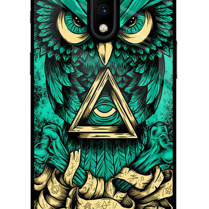 Green Owl Oneplus 7 Glass Case