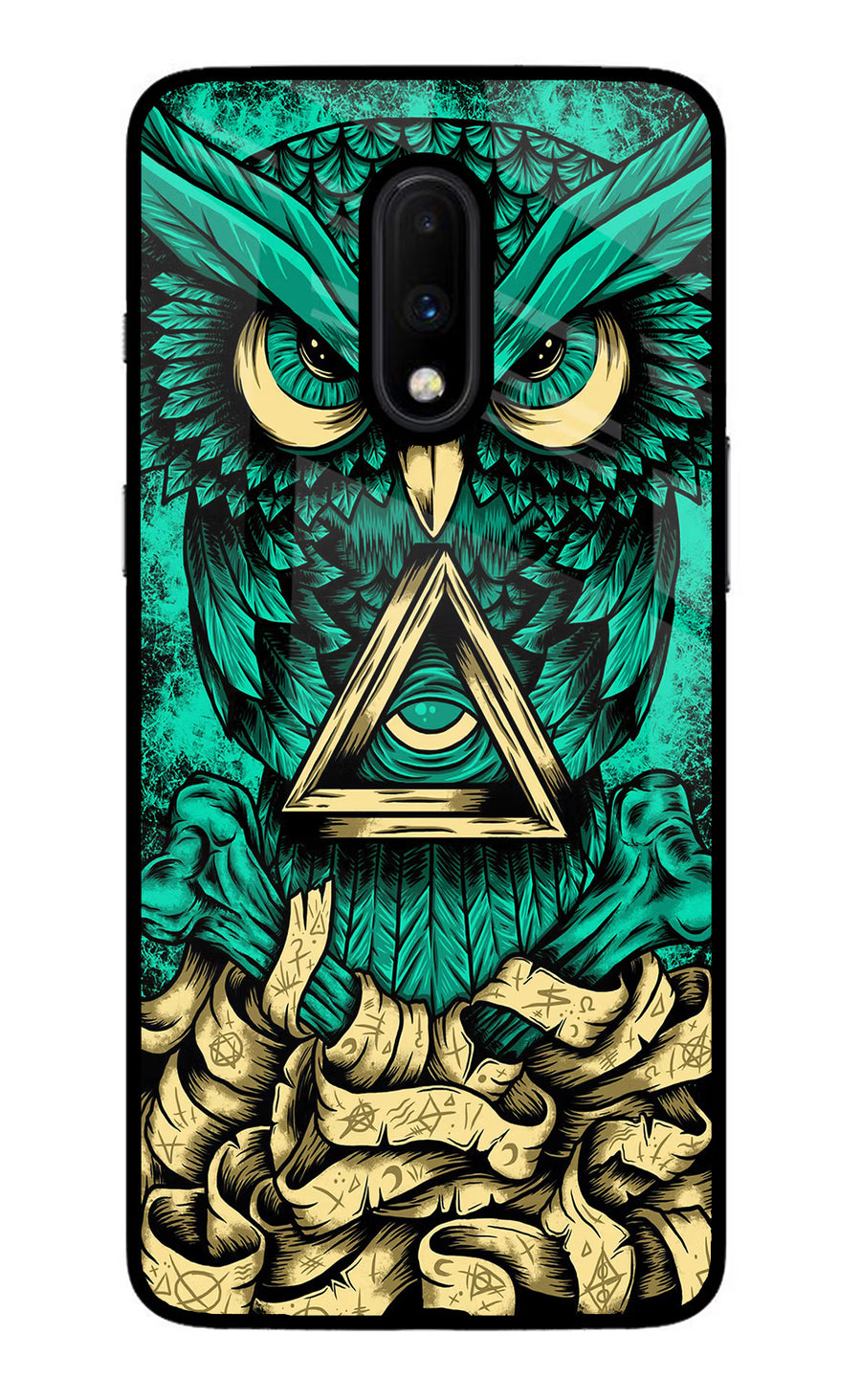 Green Owl Oneplus 7 Back Cover, Glass case
