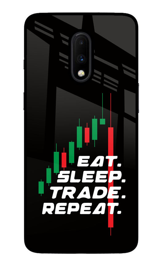 Eat Sleep Trade Repeat Oneplus 7 Glass Case