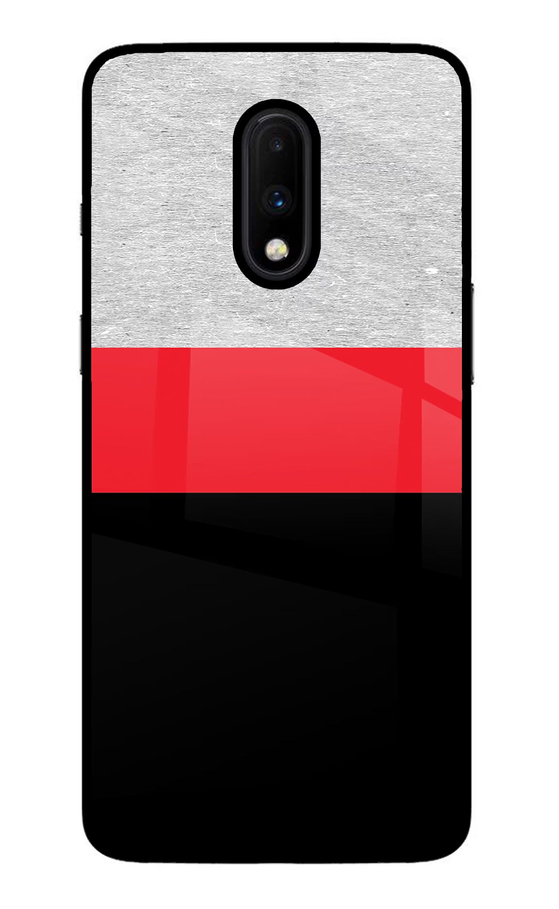 Tri Color Pattern Oneplus 7 Glass Case Back Cover by Casekaro