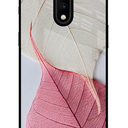 White Pink Leaf Oneplus 7 Glass Case