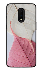 White Pink Leaf Oneplus 7 Glass Case