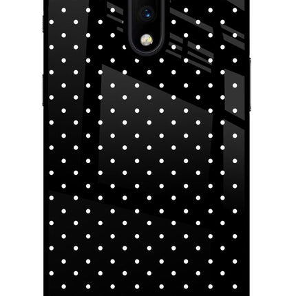 White Dots Oneplus 7 Glass Case