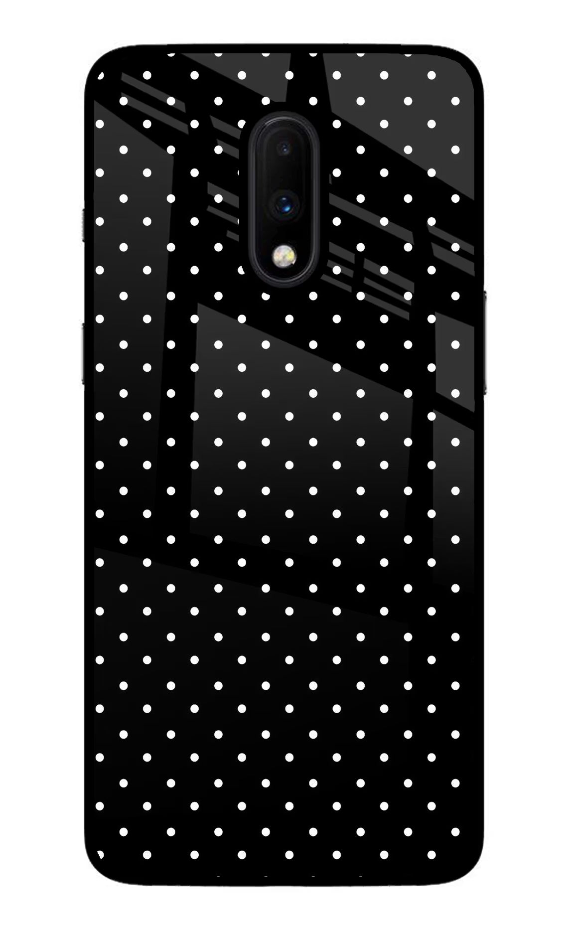 White Dots Oneplus 7 Glass Case Back Cover by Casekaro