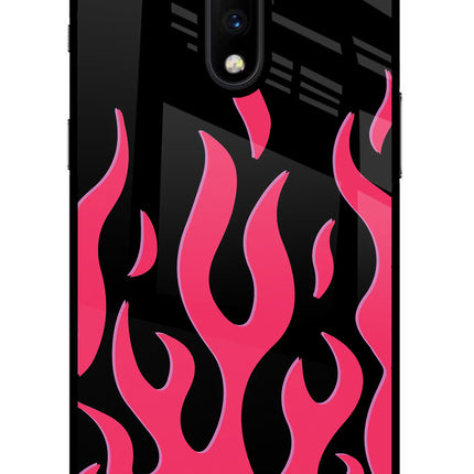 Fire Flames Oneplus 7 Glass Case Back Cover by Casekaro