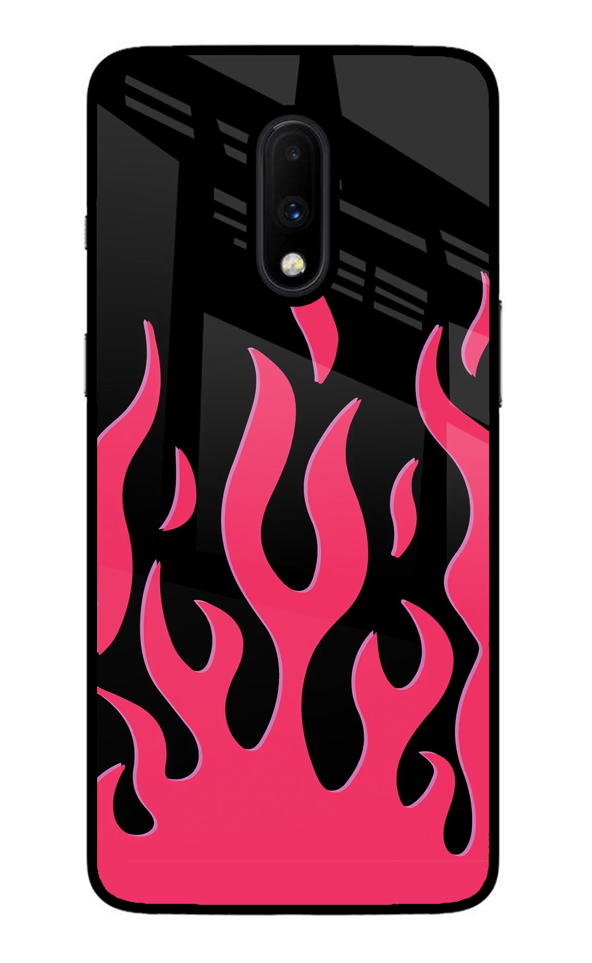 Fire Flames Oneplus 7 Glass Case Back Cover by Casekaro