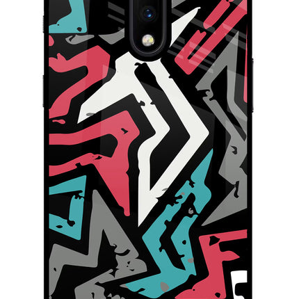 Geometric Graffiti Oneplus 7 Glass Case Back Cover by Casekaro