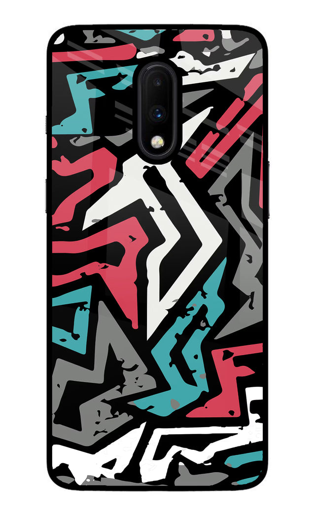 Geometric Graffiti Oneplus 7 Glass Case Back Cover by Casekaro