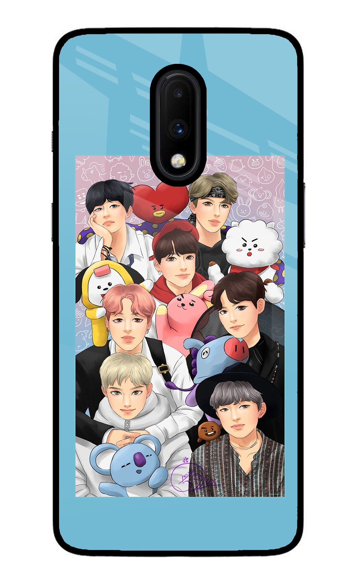 BTS with animals Oneplus 7 Back Cover