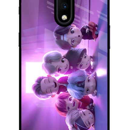 BTS Chibi Oneplus 7 Glass Case Back Cover by Casekaro