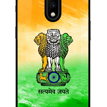 Satyamev Jayate Flag Oneplus 7 Glass Case Back Cover by Casekaro