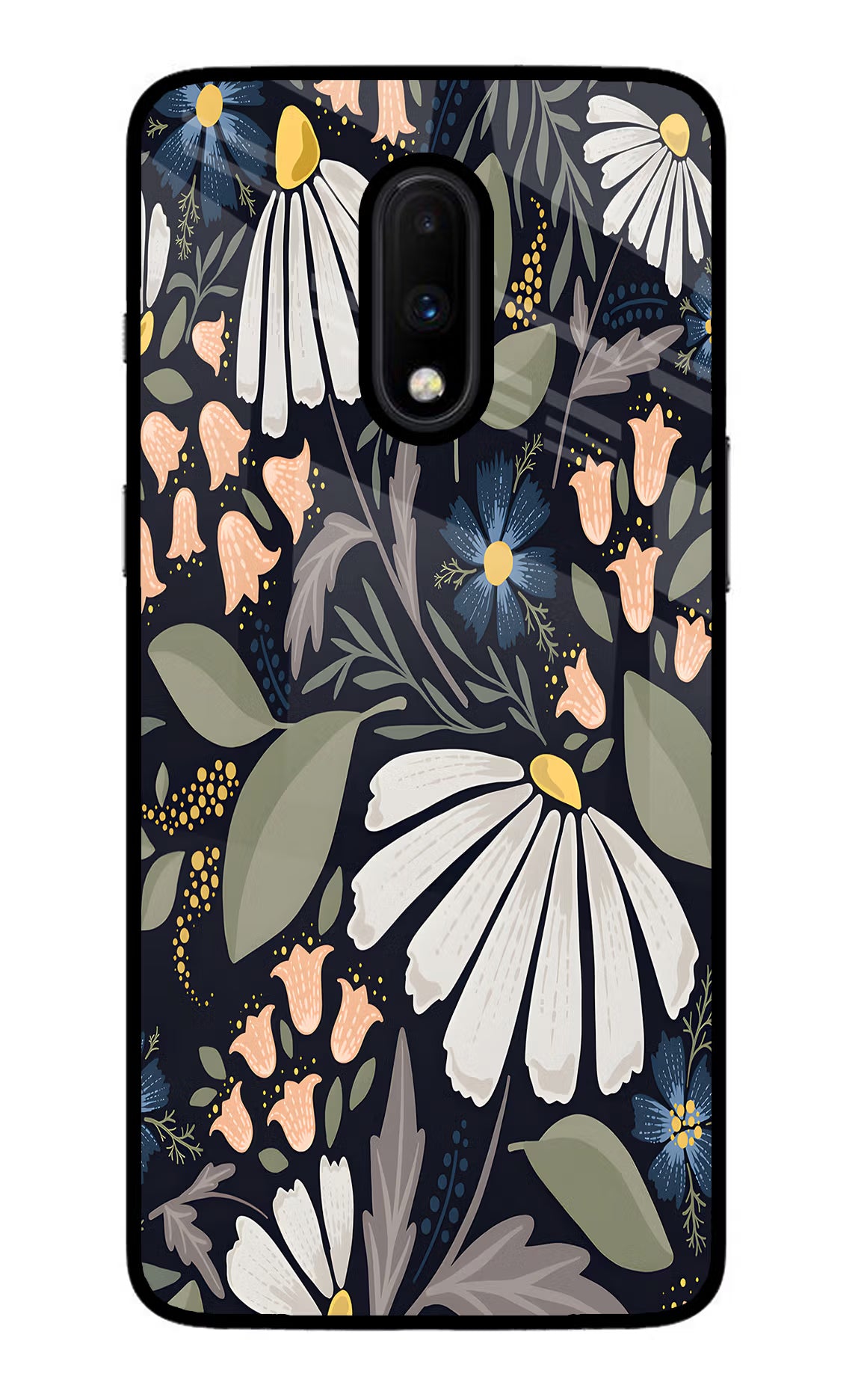 Flowers Art Oneplus 7 Glass Case Back Cover by Casekaro