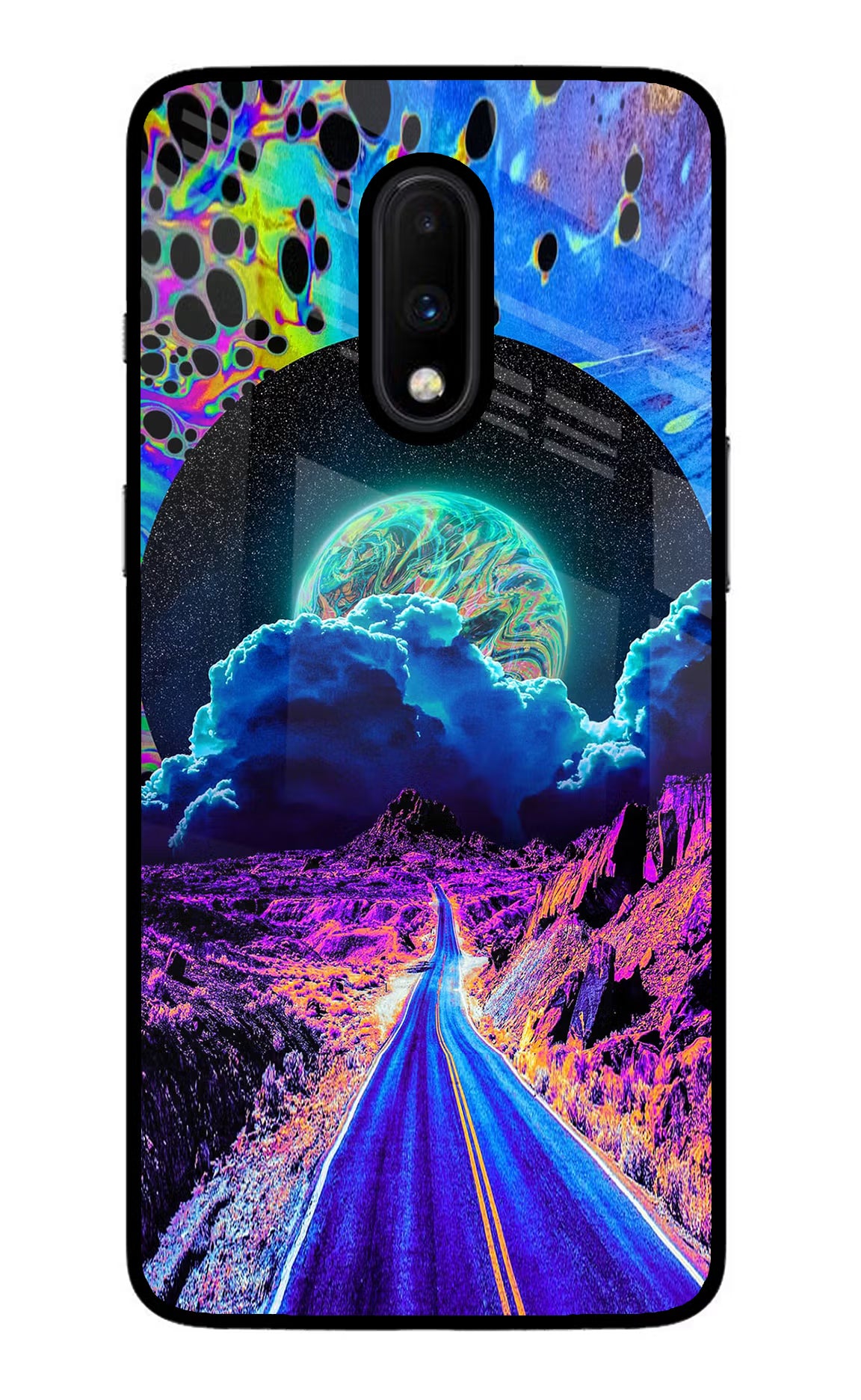 Psychedelic Painting Oneplus 7 Glass Case Back Cover by Casekaro