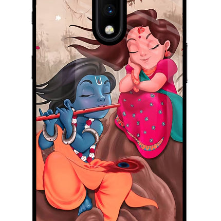 Radhe Krishna Oneplus 7 Glass Case Back Cover by Casekaro