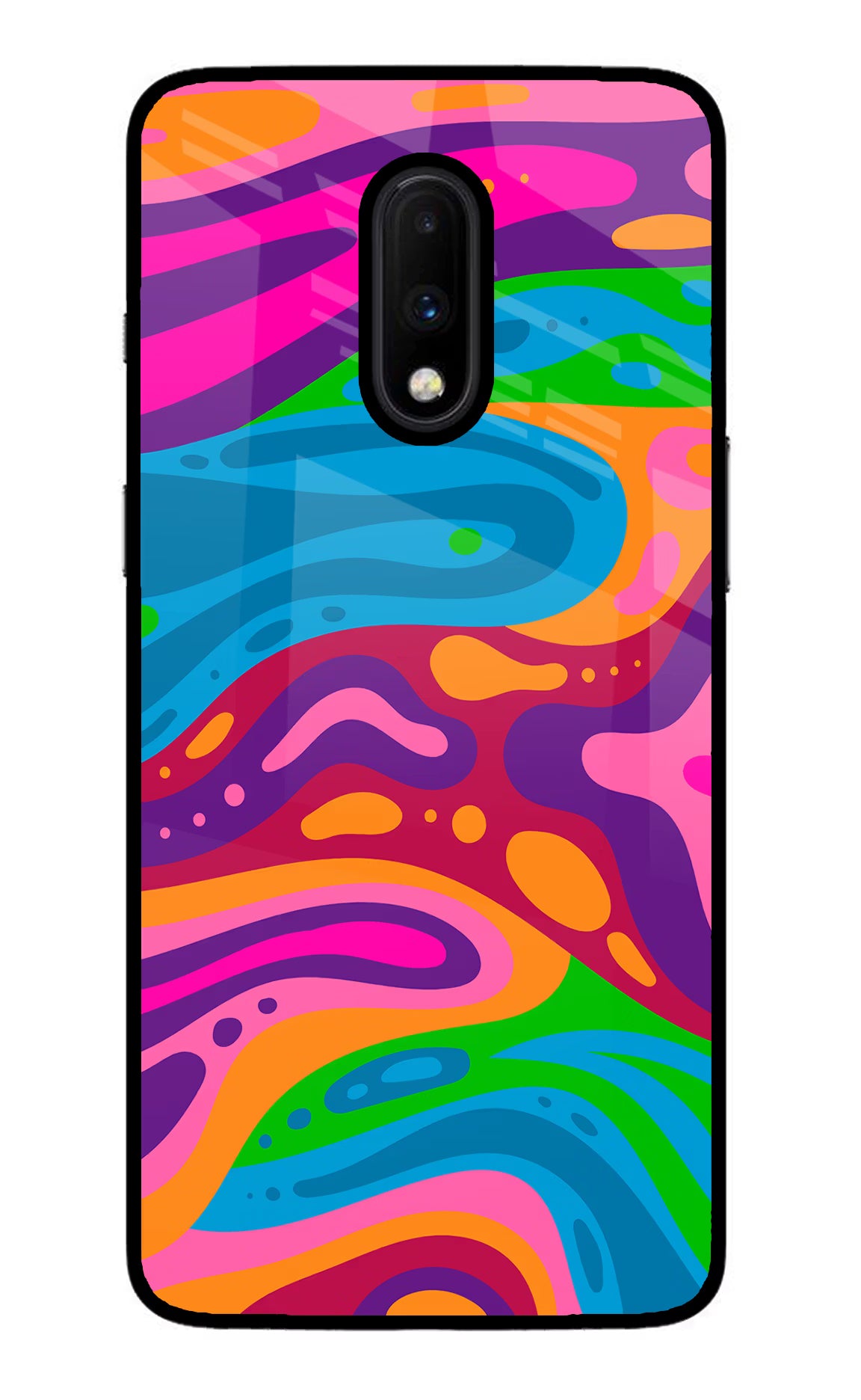 Trippy Pattern Oneplus 7 Glass Case Back Cover by Casekaro