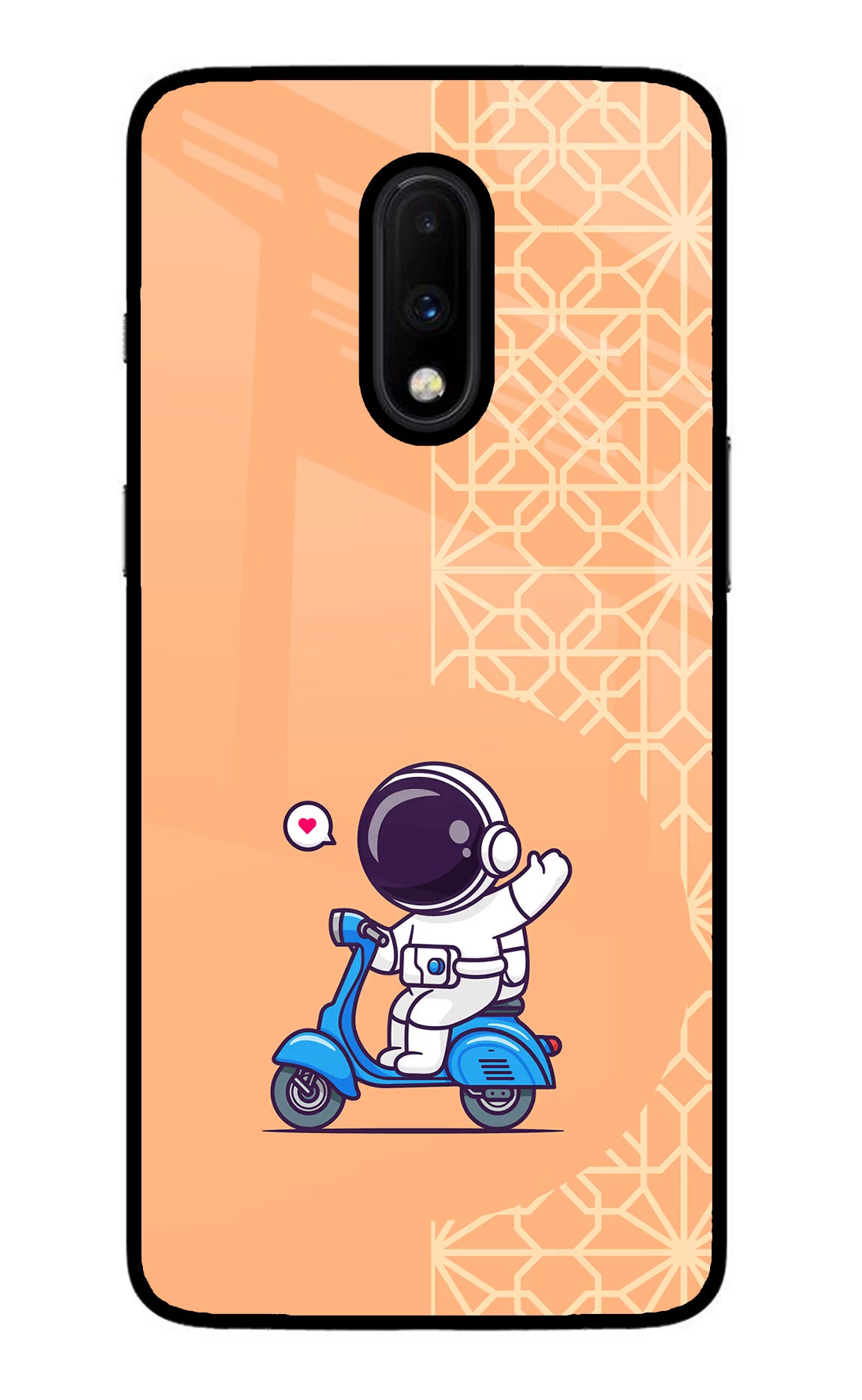Cute Astronaut Riding Oneplus 7 Glass Case Back Cover by Casekaro