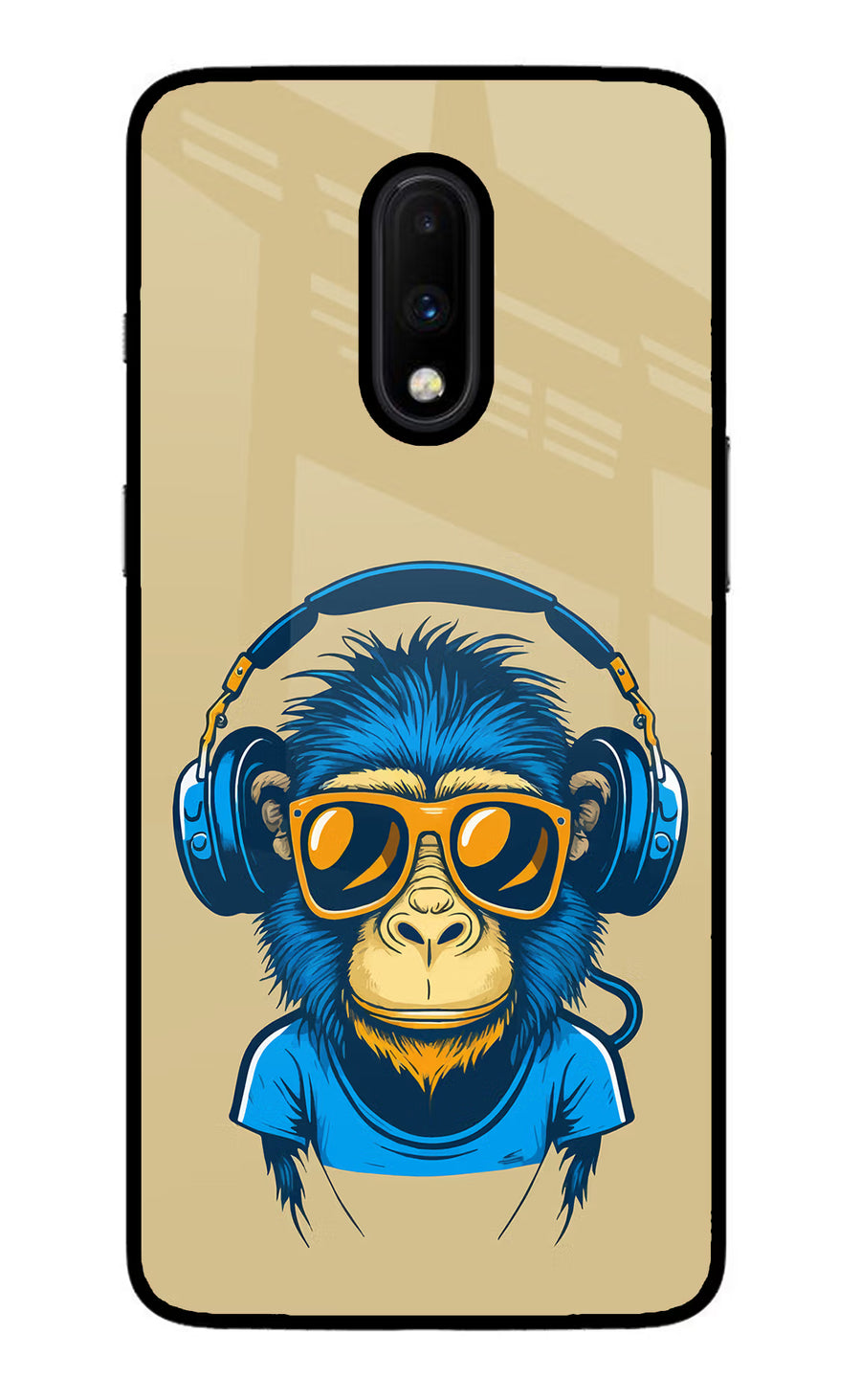 Monkey Headphone Oneplus 7 Back Cover, Glass case