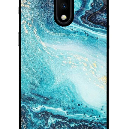 Blue Glitter Marble Oneplus 7 Glass Case