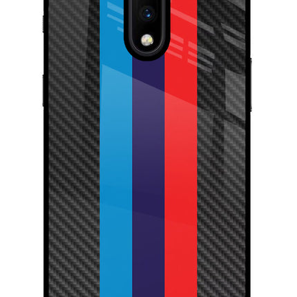 BMW Stripes Pattern Oneplus 7 Glass Case Back Cover by Casekaro