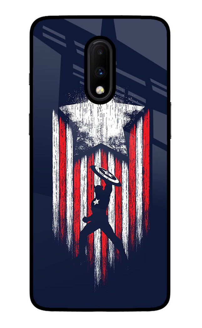 Captain America Marvel Art Oneplus 7 Glass Case Back Cover by Casekaro