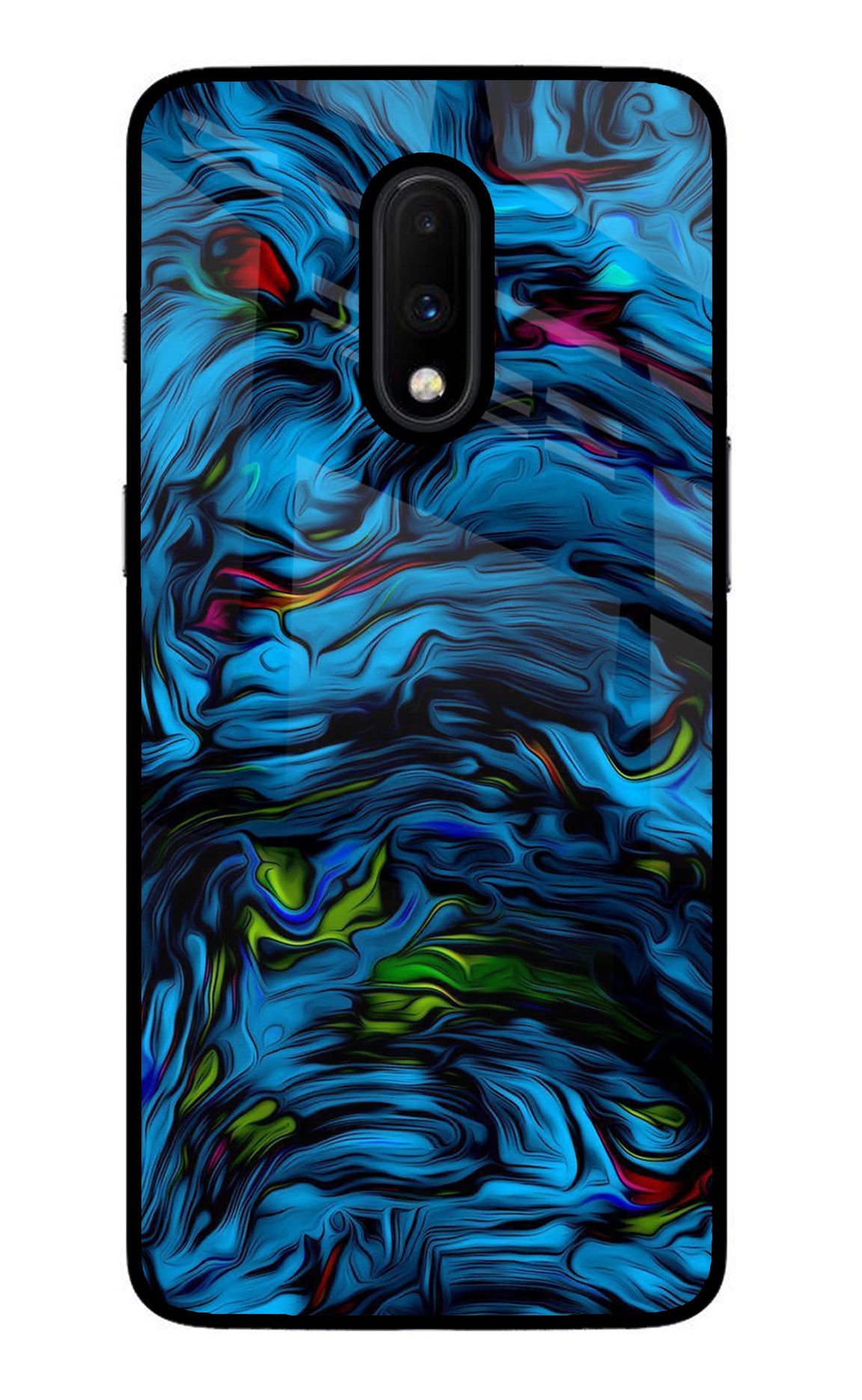 Dark Blue Abstract Oneplus 7 Glass Case