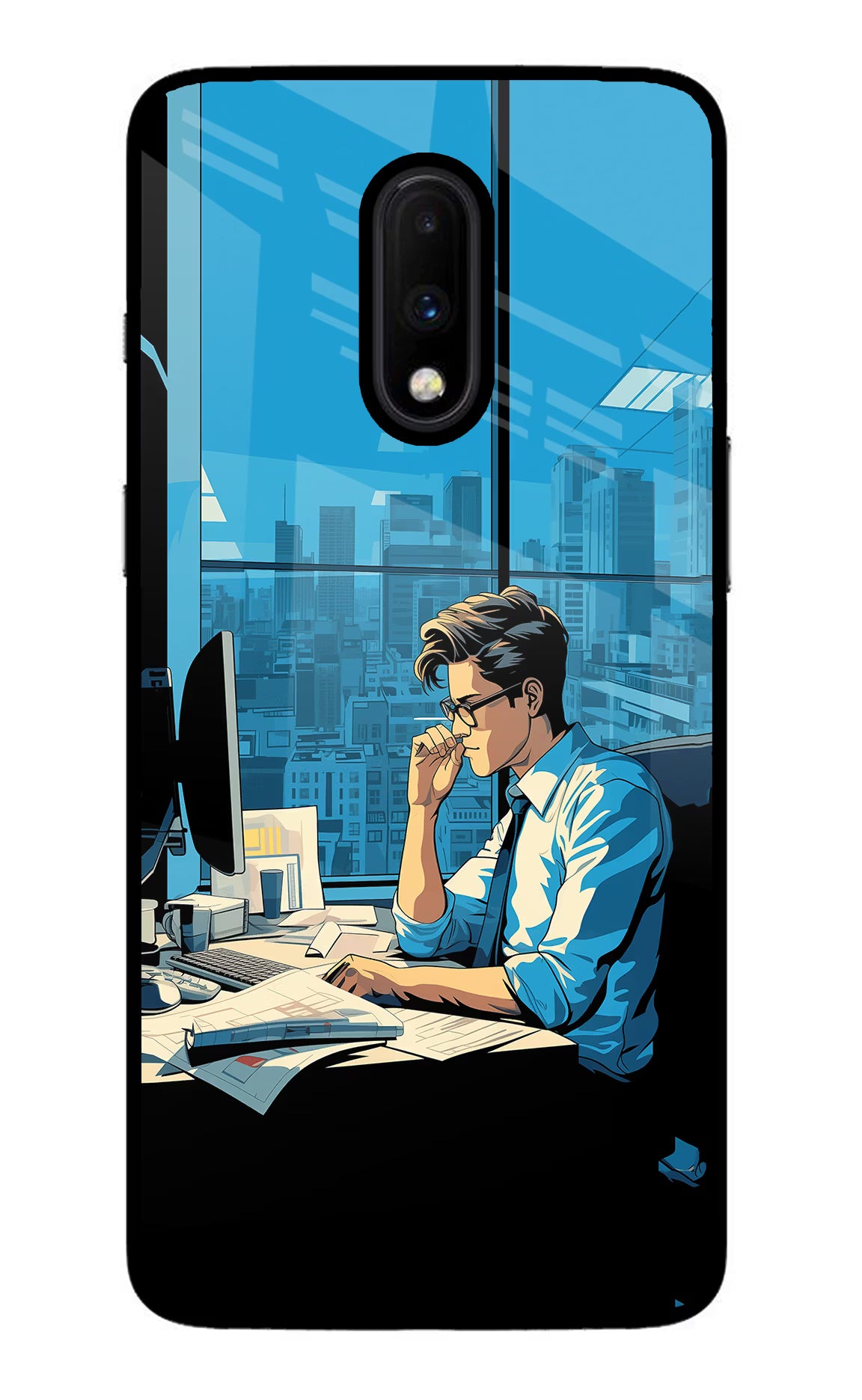 Focused Hustler (AI Generated) Oneplus 7 Glass Case