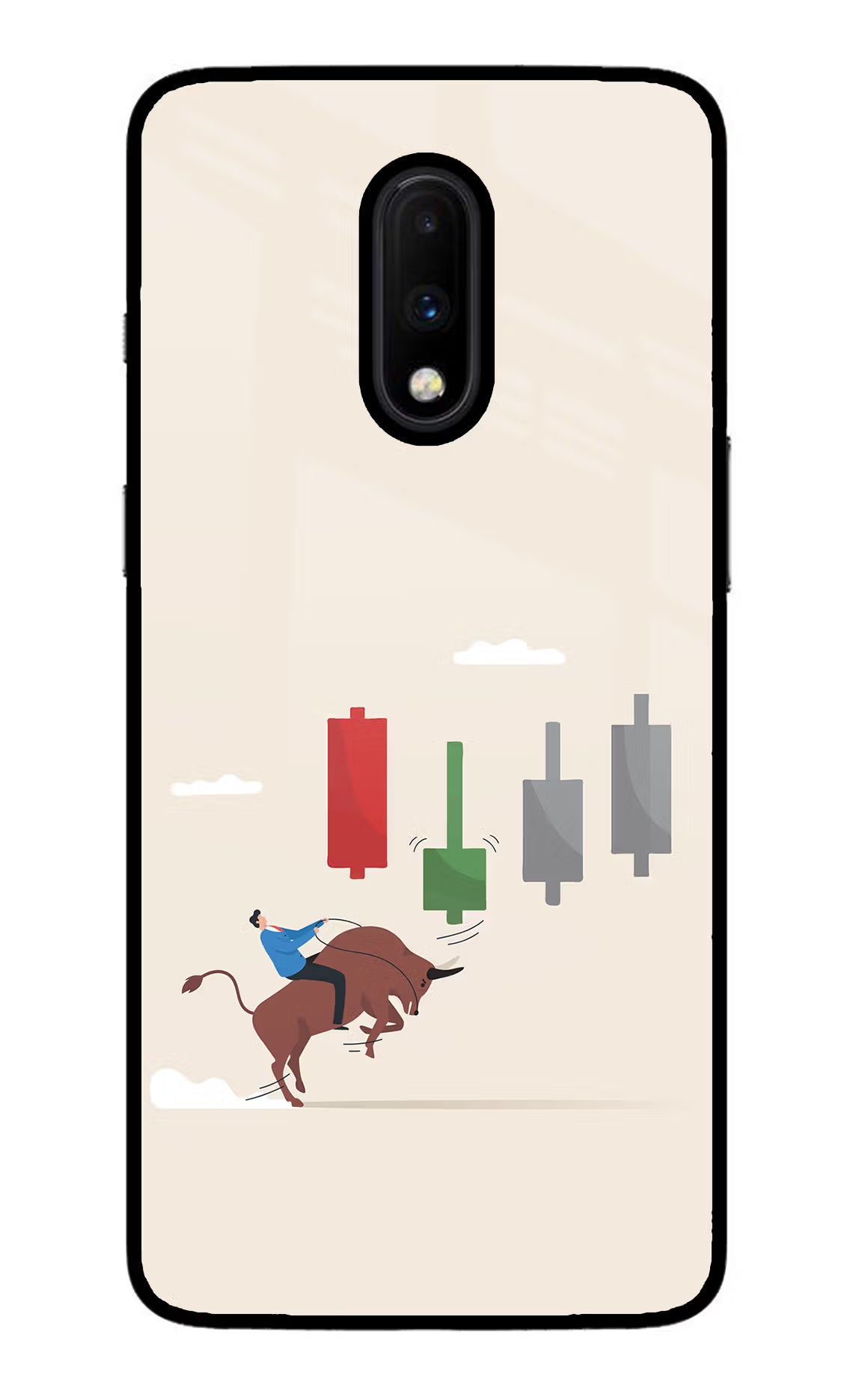 Bull Trading Momentum Oneplus 7 Glass Case Back Cover by Casekaro