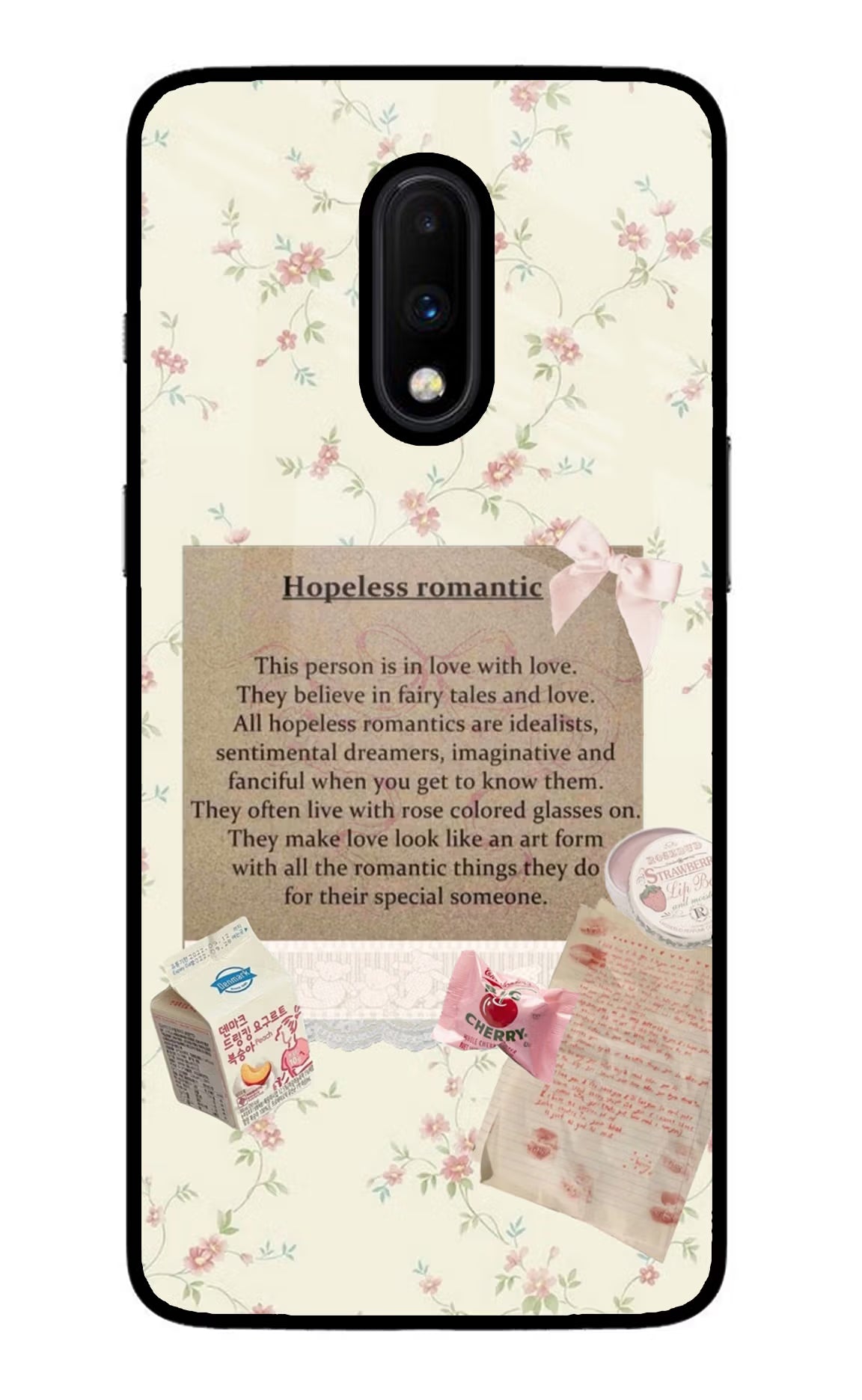 Hopeless Romantic Oneplus 7 Glass Case Back Cover by Casekaro
