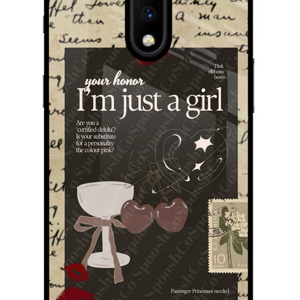 I am just a girl Oneplus 7 Glass Case Back Cover by Casekaro