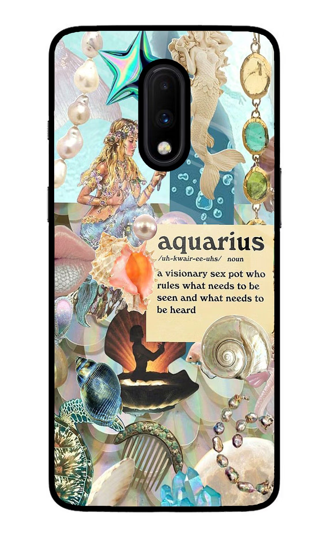 Aquarius Zodiac Oneplus 7 Glass Case Back Cover by Casekaro