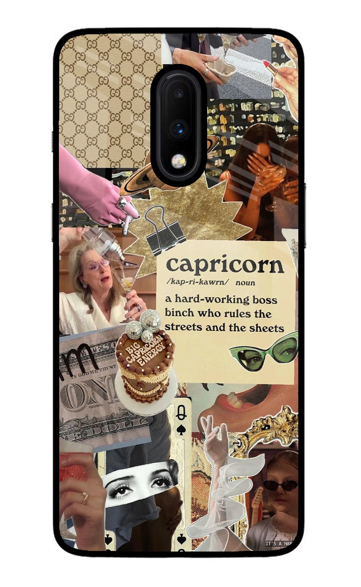 Capricorn Zodiac Oneplus 7 Glass Case Back Cover by Casekaro