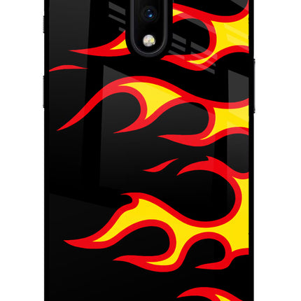 Side Sweep Flames Oneplus 7 Glass Case