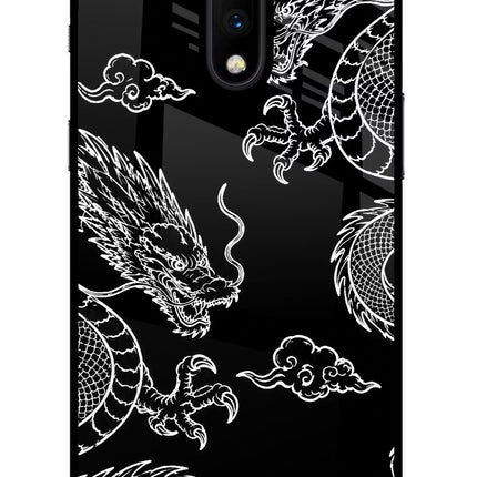 Twin Dragons Oneplus 7 Glass Case