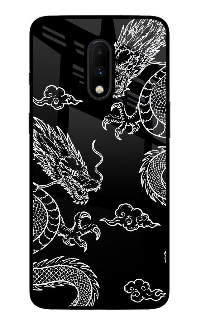 Twin Dragons Oneplus 7 Glass Case