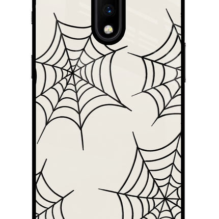 Spider Web Oneplus 7 Glass Case Back Cover by Casekaro