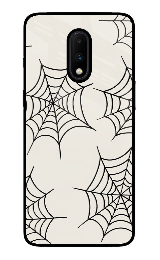 Spider Web Oneplus 7 Glass Case Back Cover by Casekaro