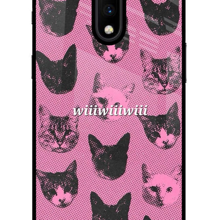 Pink Cats Oneplus 7 Glass Case