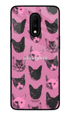 Pink Cats Oneplus 7 Glass Case