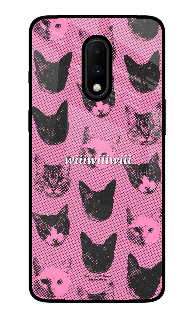 Pink Cats Oneplus 7 Glass Case