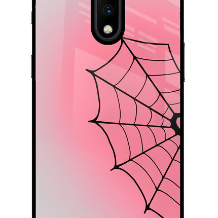 Pink Web Oneplus 7 Glass Case