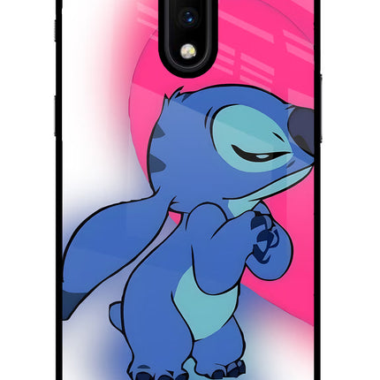 Stitch Hug Oneplus 7 Glass Case Back Cover by Casekaro