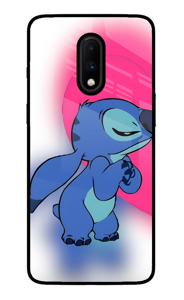 Stitch Hug Oneplus 7 Glass Case Back Cover by Casekaro