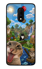 Minecraft Cat Chaos Oneplus 7 Glass Case