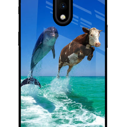 Dolphin vs Cow Oneplus 7 Glass Case