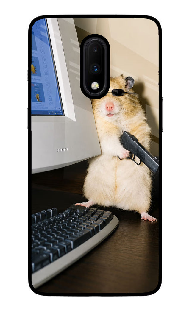 Hacker Hamster Oneplus 7 Glass Case
