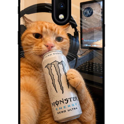 Gamer Cat Energy Oneplus 7 Glass Case