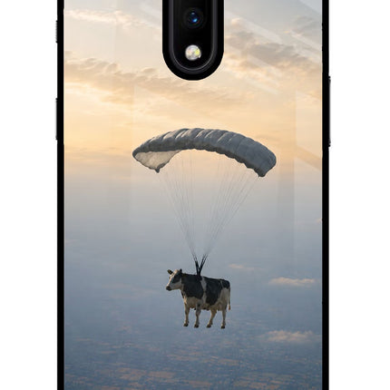 Skydiving Cow Oneplus 7 Glass Case