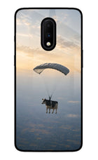 Skydiving Cow Oneplus 7 Glass Case