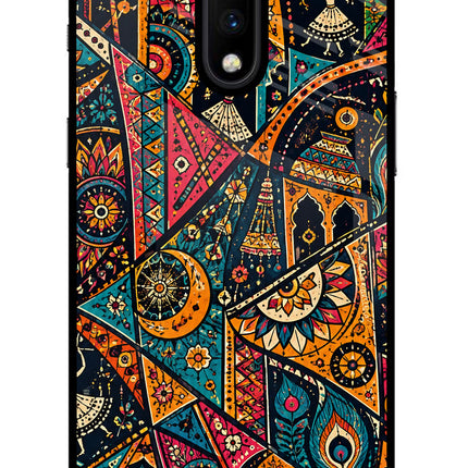 Folk Print Oneplus 7 Glass Case