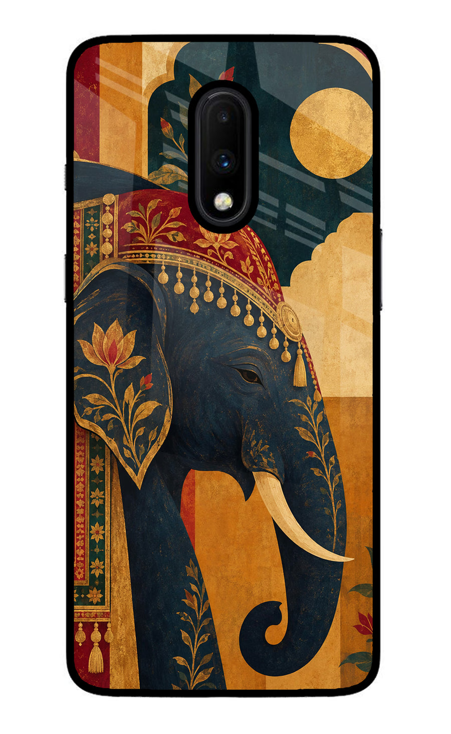 Royal Elephant Oneplus 7 Back Cover, Glass case